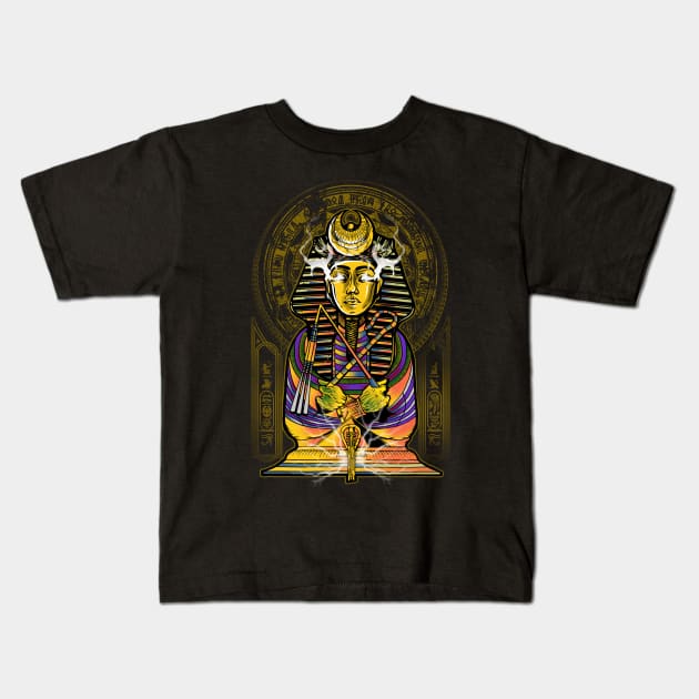 A pharaoh with smoking smoke in his eyes Kids T-Shirt by Shadowbyte91